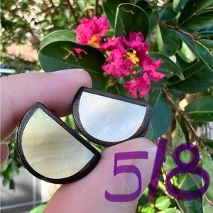 5/8 - 16mm Wood with Mother of Pearl Half Oval Plugs Gauges